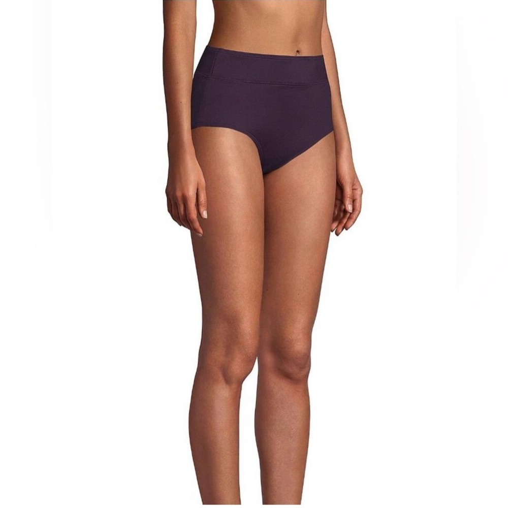 NWT Lands End Women Tummy Ctrl Hi-Waist Swim Brief Blackberry Sz 18 NWT